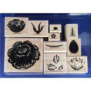 Stampin' Up Definitely Decorative Regal Rose 10 Stamps Two Step Retired 1997